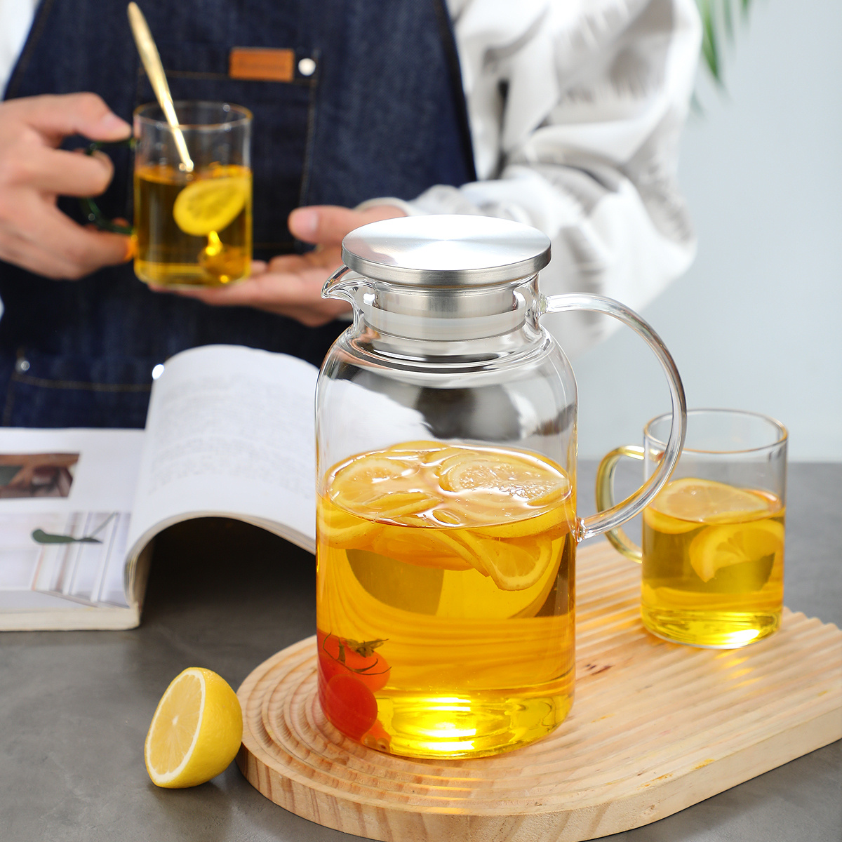 Heat-resistant Glass Tea Set, 1 Pot With 4 Colored Glass Cups - Image 10