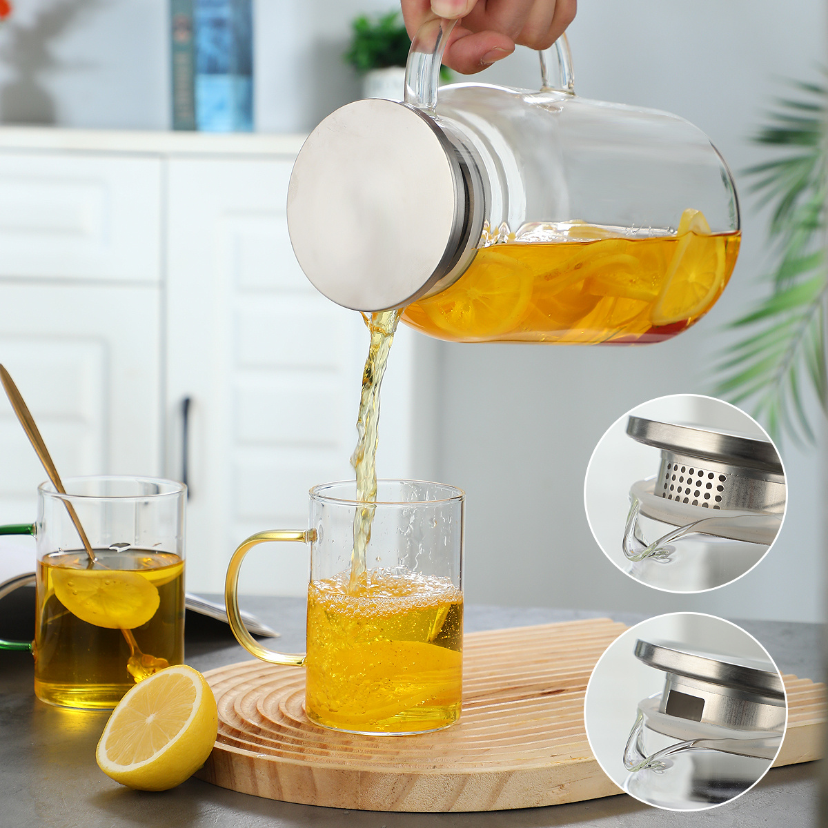 Heat-resistant Glass Tea Set, 1 Pot With 4 Colored Glass Cups - Image 7